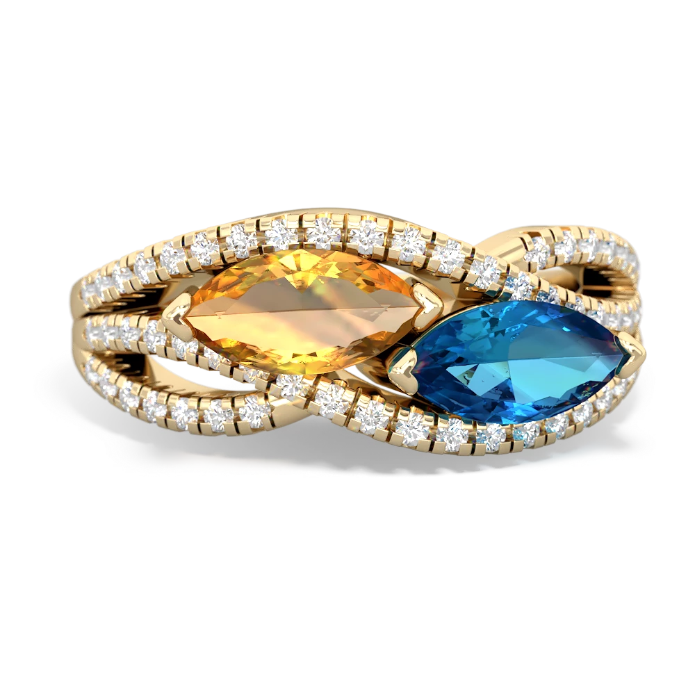 Citrine Diamond Rivers 14K Yellow Gold ring R3070