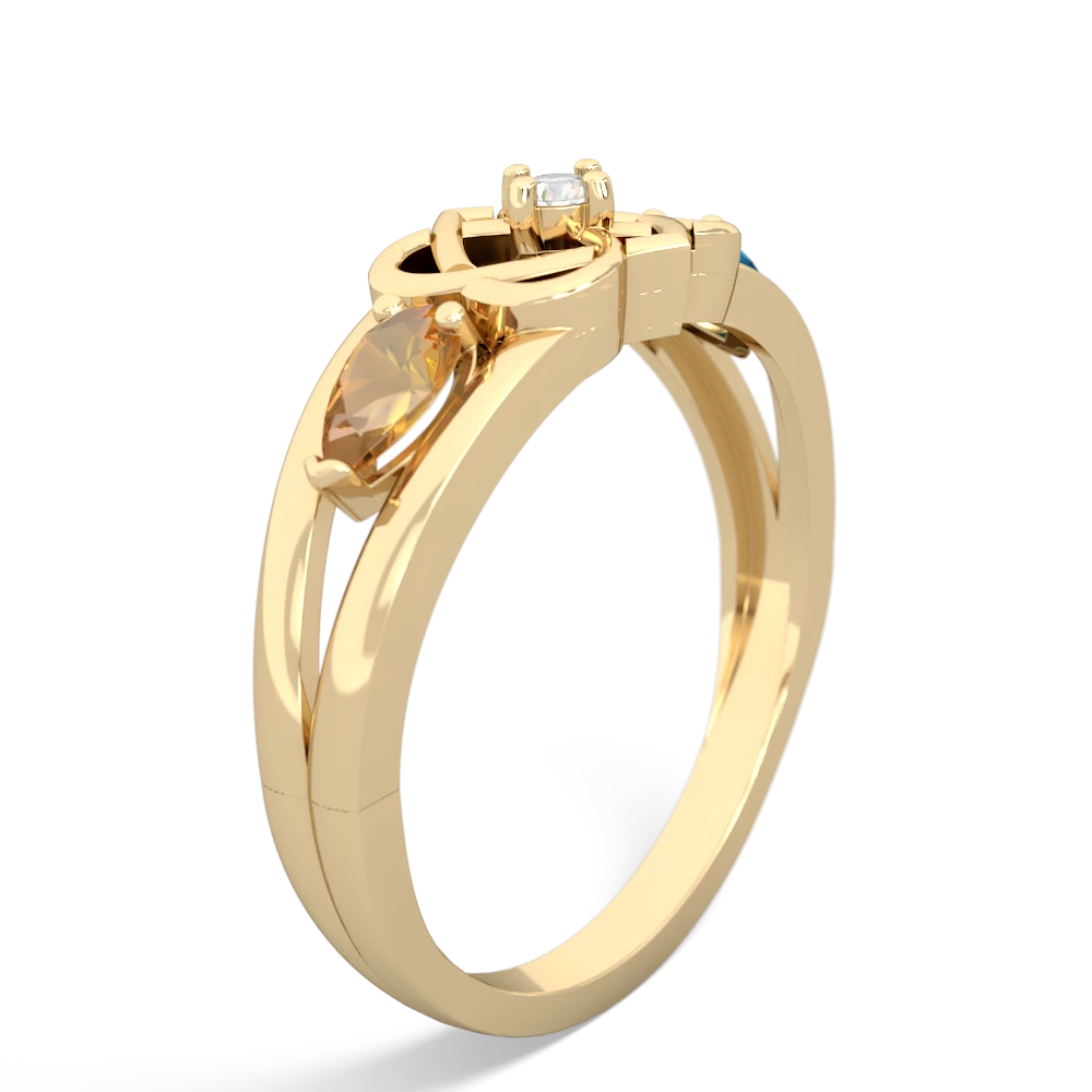 Citrine Hearts Intertwined 14K Yellow Gold ring R5880