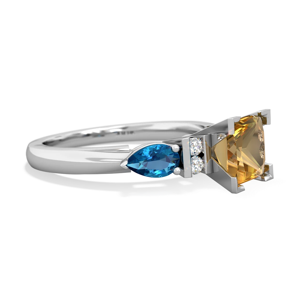 Citrine 6Mm Princess Eternal Embrace Engagement 14K White Gold ring C2002