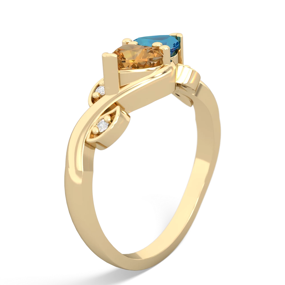 Citrine Floral Elegance 14K Yellow Gold ring R5790