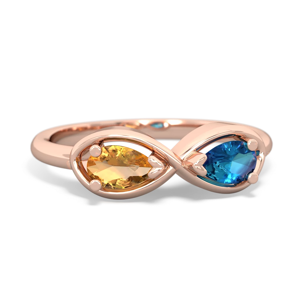 Citrine Infinity 14K Rose Gold ring R5050