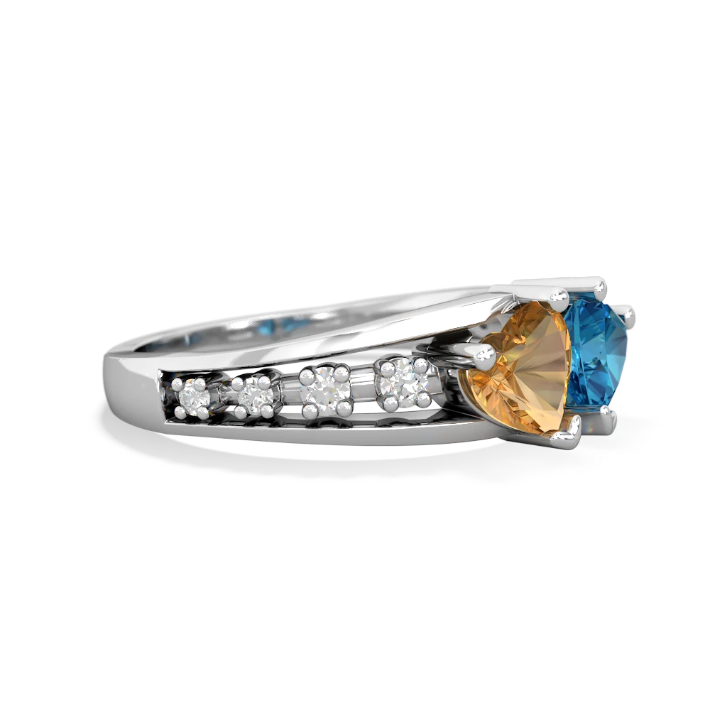 Citrine Heart To Heart 14K White Gold ring R3342