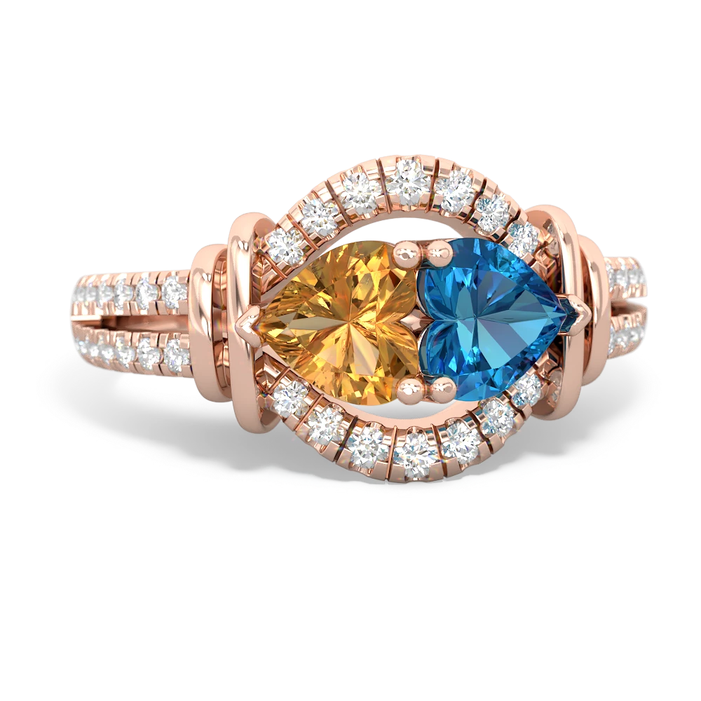 Citrine Art-Deco Keepsake 14K Rose Gold ring R5630