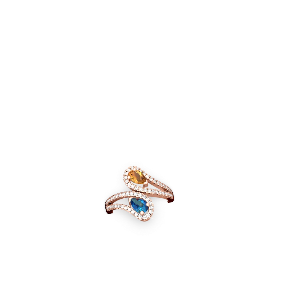 Citrine Diamond Dazzler 14K Rose Gold ring R3000