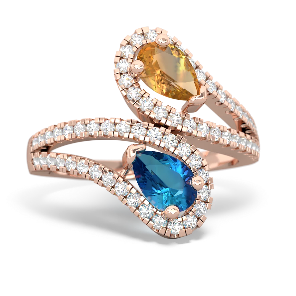 Citrine Diamond Dazzler 14K Rose Gold ring R3000