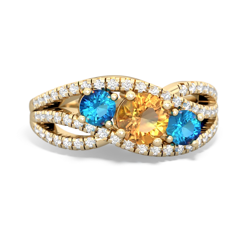 Citrine Three Stone Aurora 14K Yellow Gold ring R3080