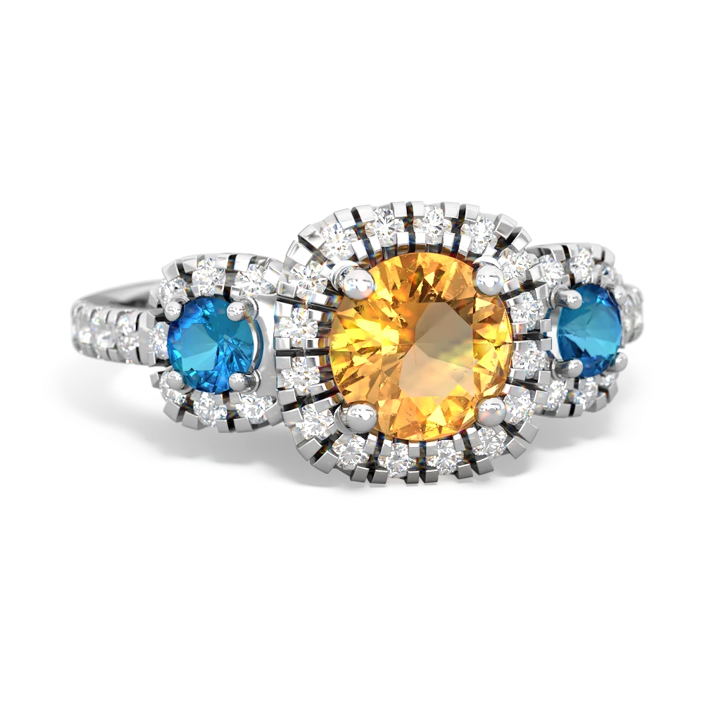 Citrine Regal Halo 14K White Gold ring R5350