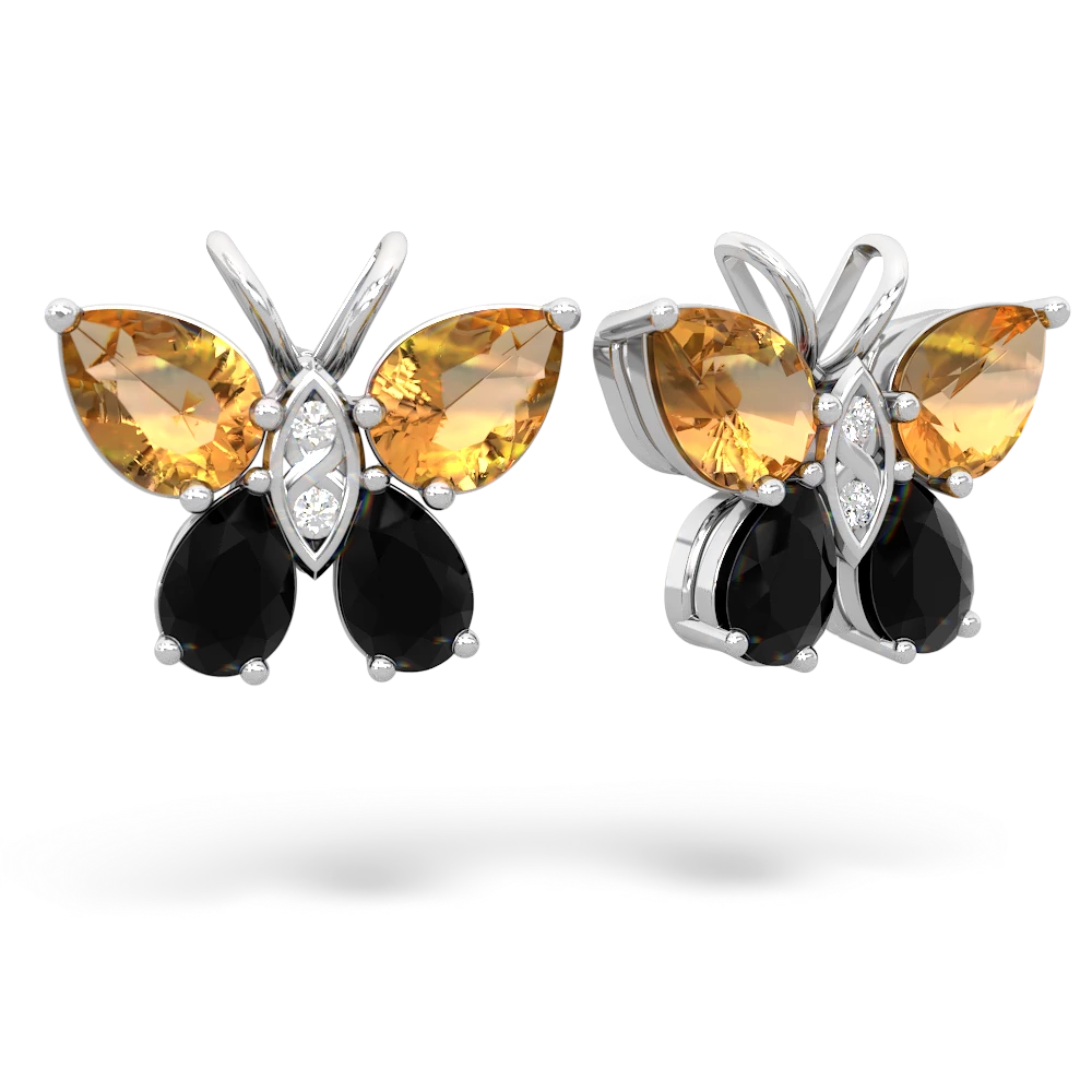 Citrine Butterfly 14K White Gold earrings E2215