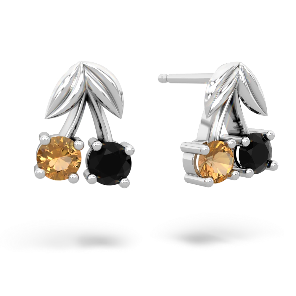 Citrine Sweet Cherries 14K White Gold earrings E7001