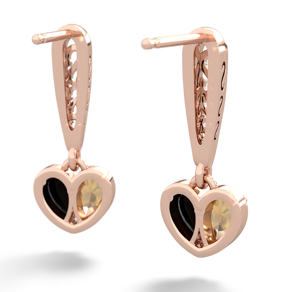 Citrine Filligree Heart 14K Rose Gold earrings E5070