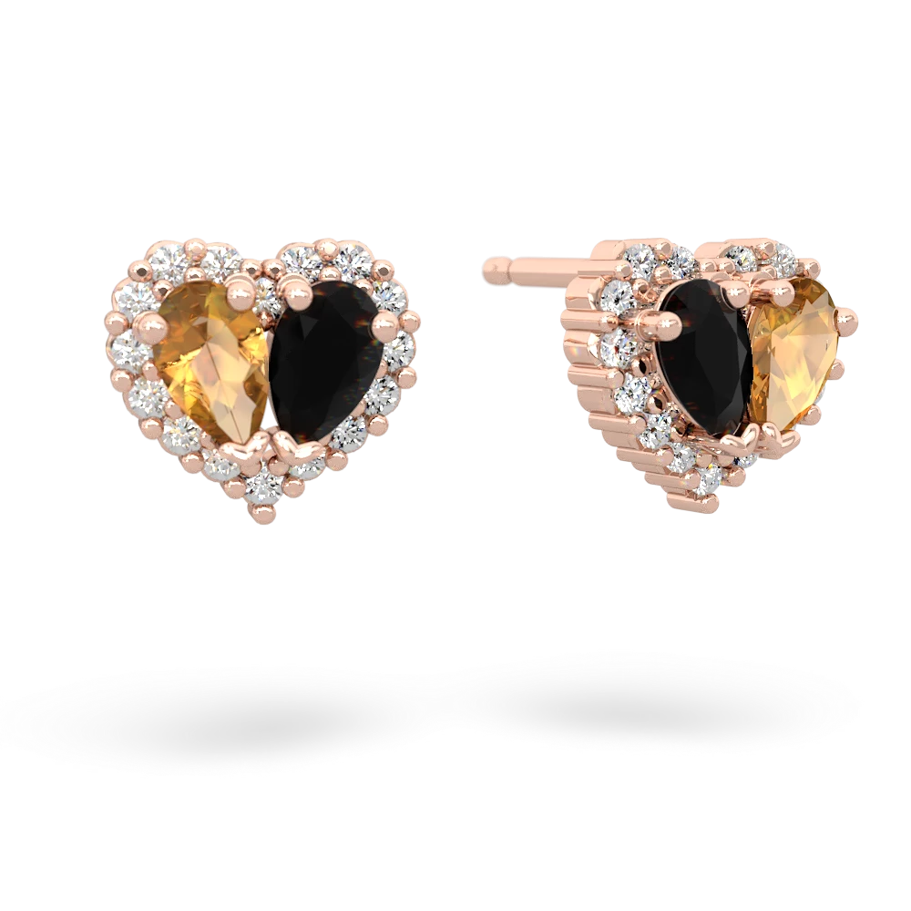 Citrine Halo 14K Rose Gold earrings E7008