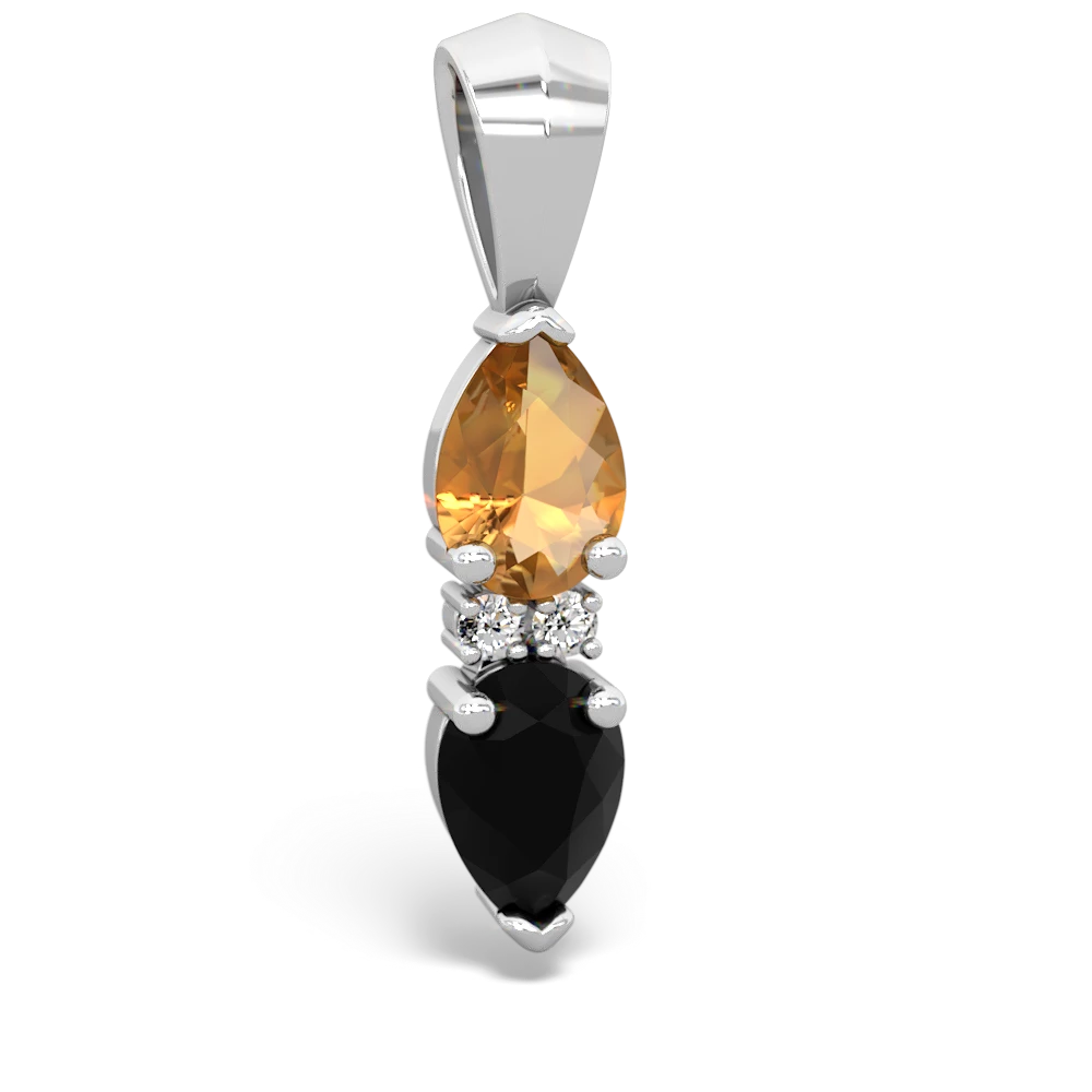 Citrine Bowtie Drop 14K White Gold pendant P0865