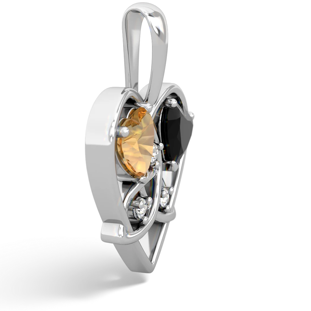 Citrine Celtic Trinity Heart 14K White Gold pendant P5331