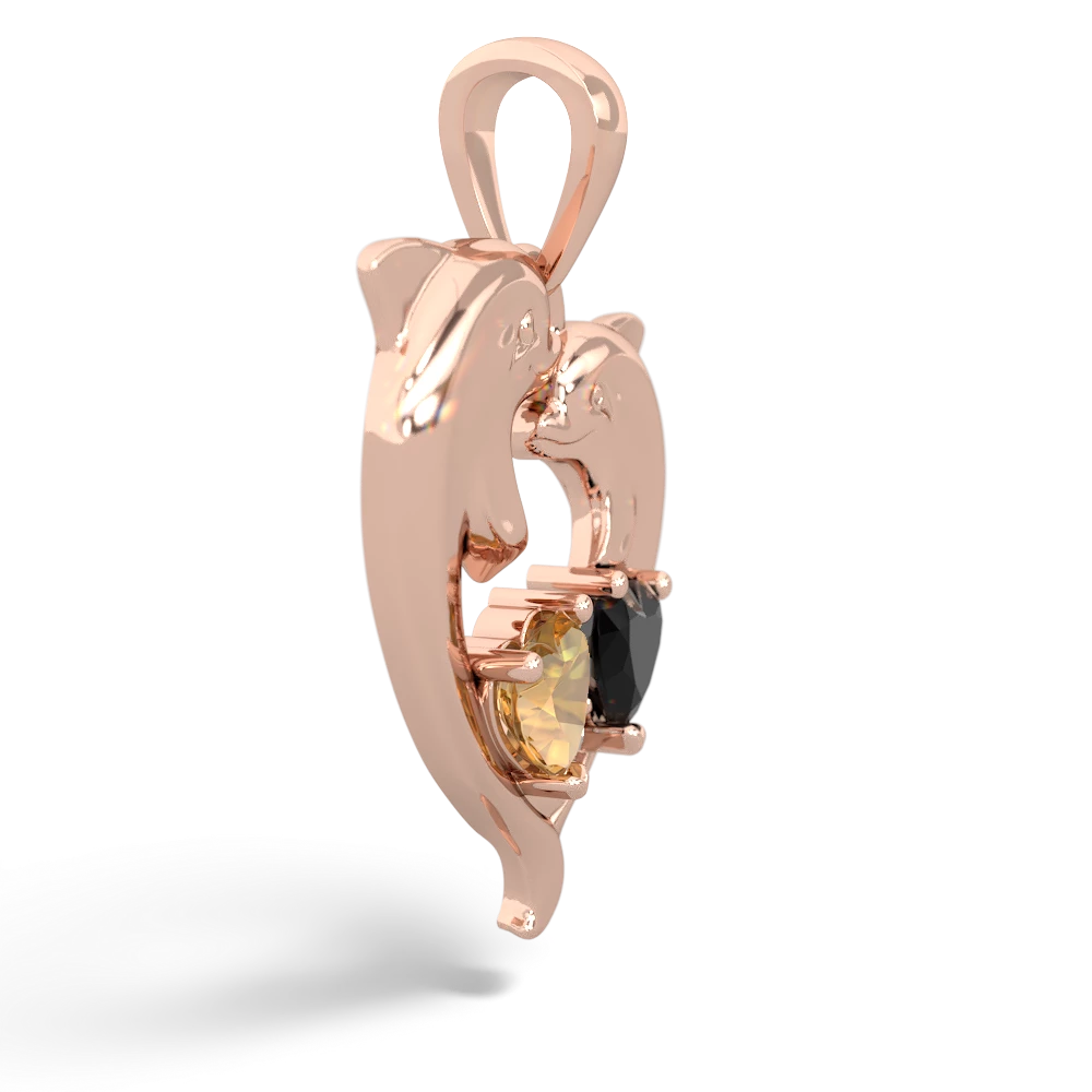 Citrine Dolphin Heart 14K Rose Gold pendant P5820