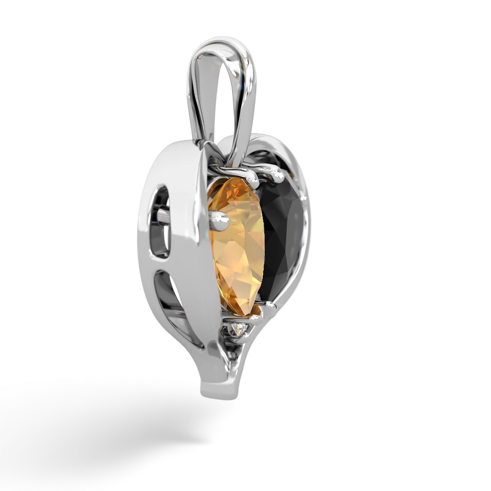 Citrine Two Become One 14K White Gold pendant P5330