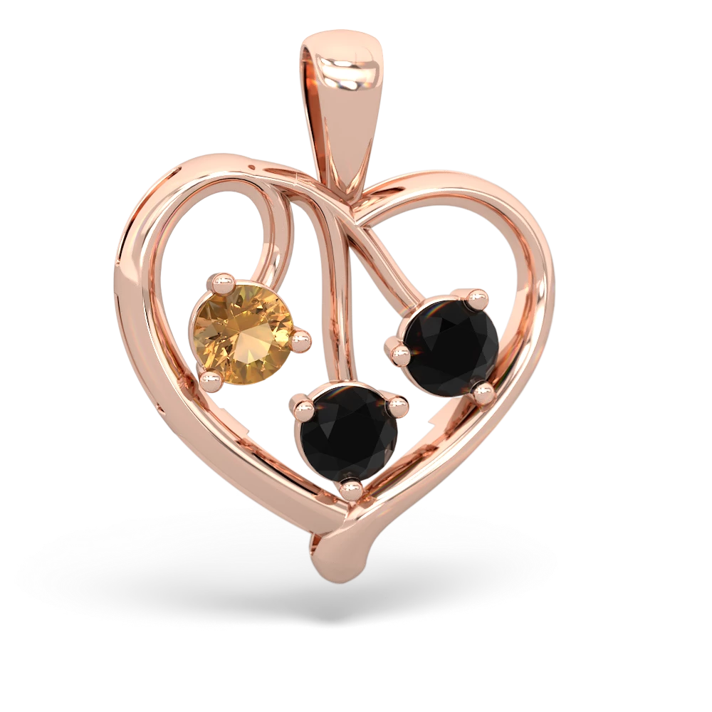 Citrine Glowing Heart 14K Rose Gold pendant P2233