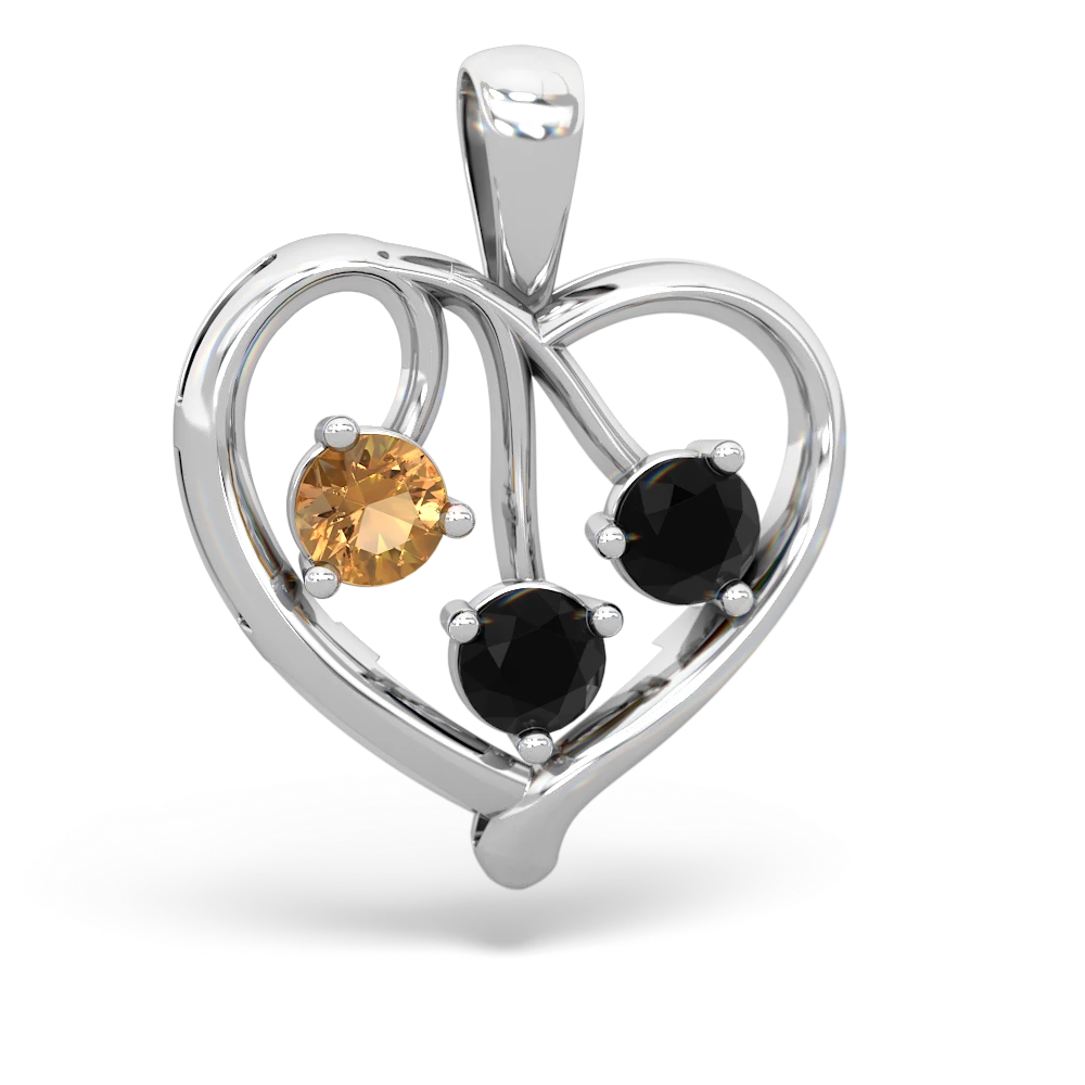 Citrine Glowing Heart 14K White Gold pendant P2233