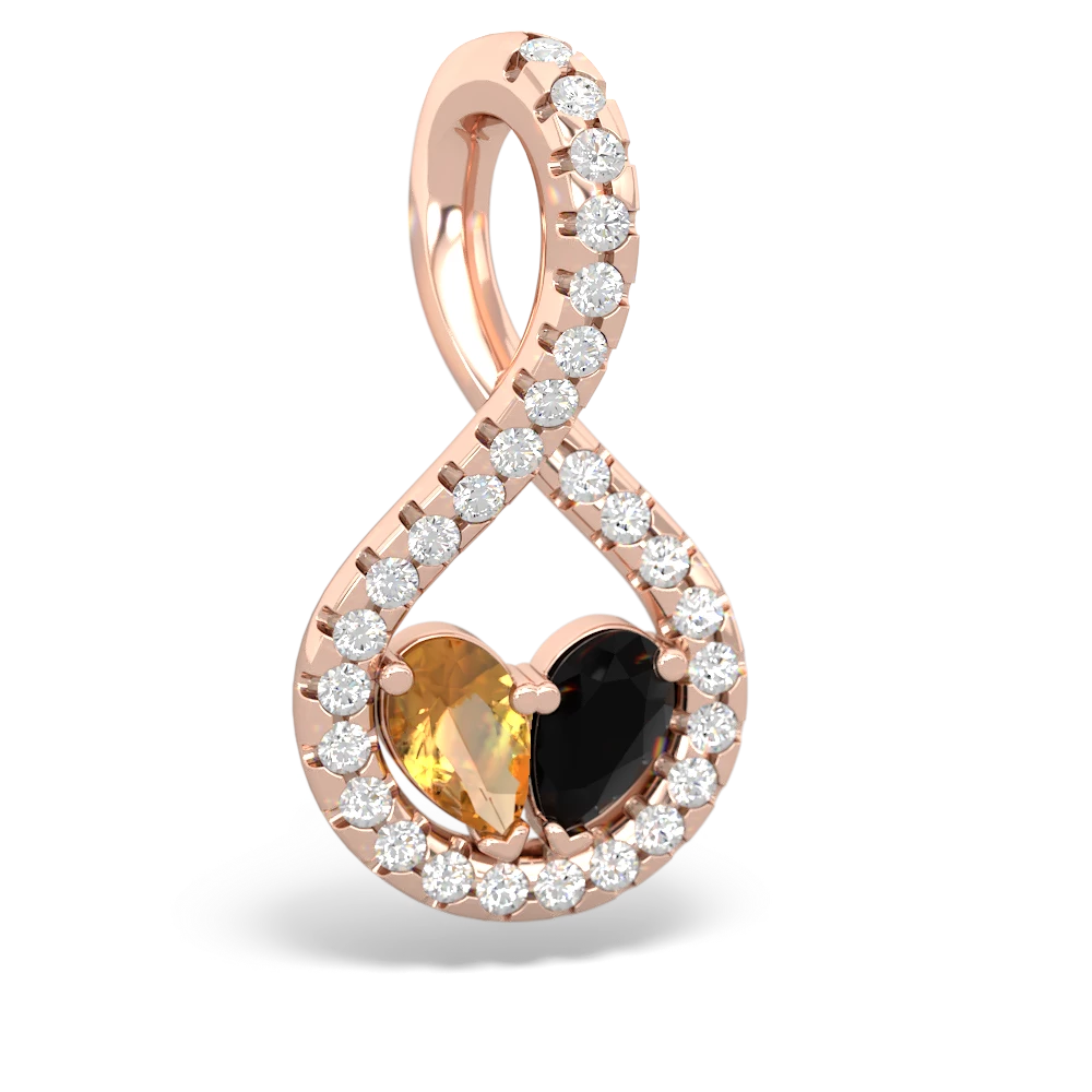 Citrine Pave Twist 'One Heart' 14K Rose Gold pendant P5360