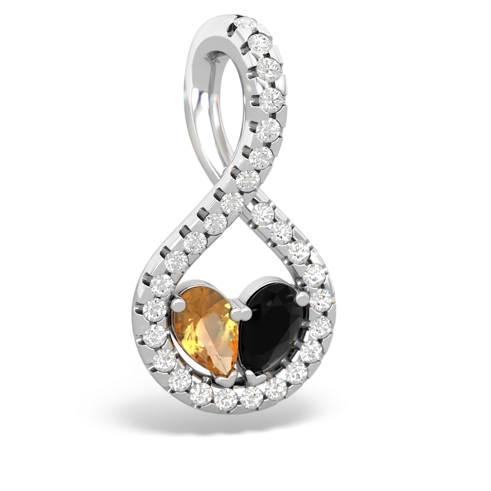 Citrine Pave Twist 'One Heart' 14K White Gold pendant P5360