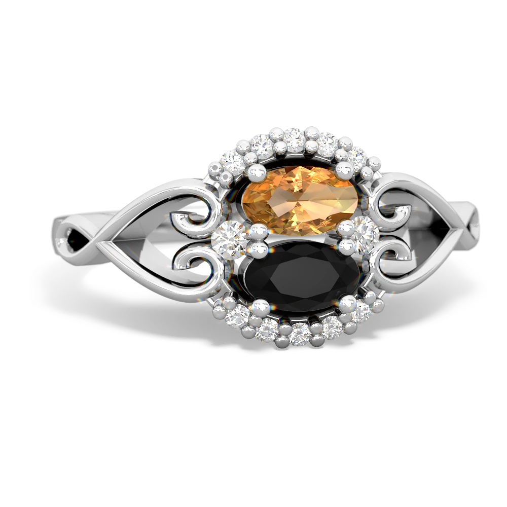 Citrine Love Nest 14K White Gold ring R5860