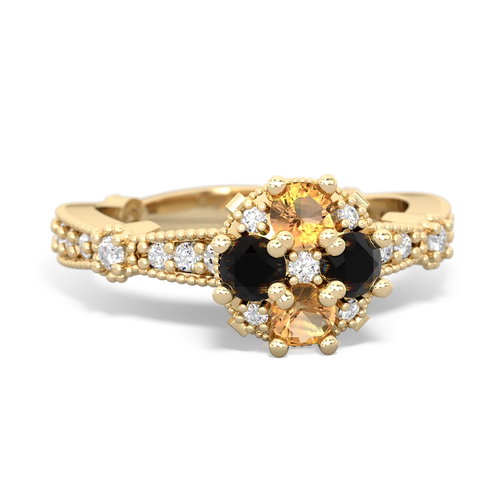 Citrine Sparkling Tiara Cluster 14K Yellow Gold ring R26293RD