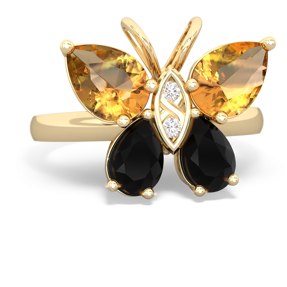 Citrine Butterfly 14K Yellow Gold ring R2215