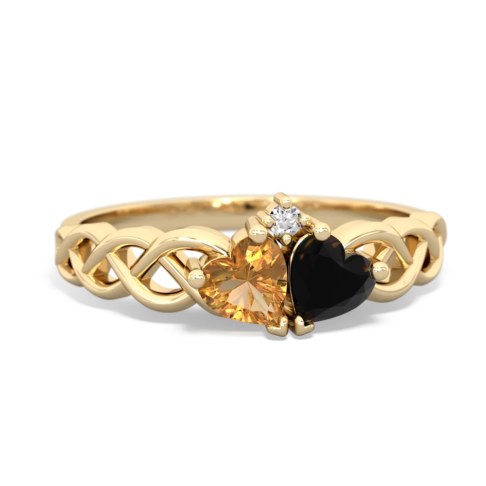 Citrine Heart To Heart Braid 14K Yellow Gold ring R5870