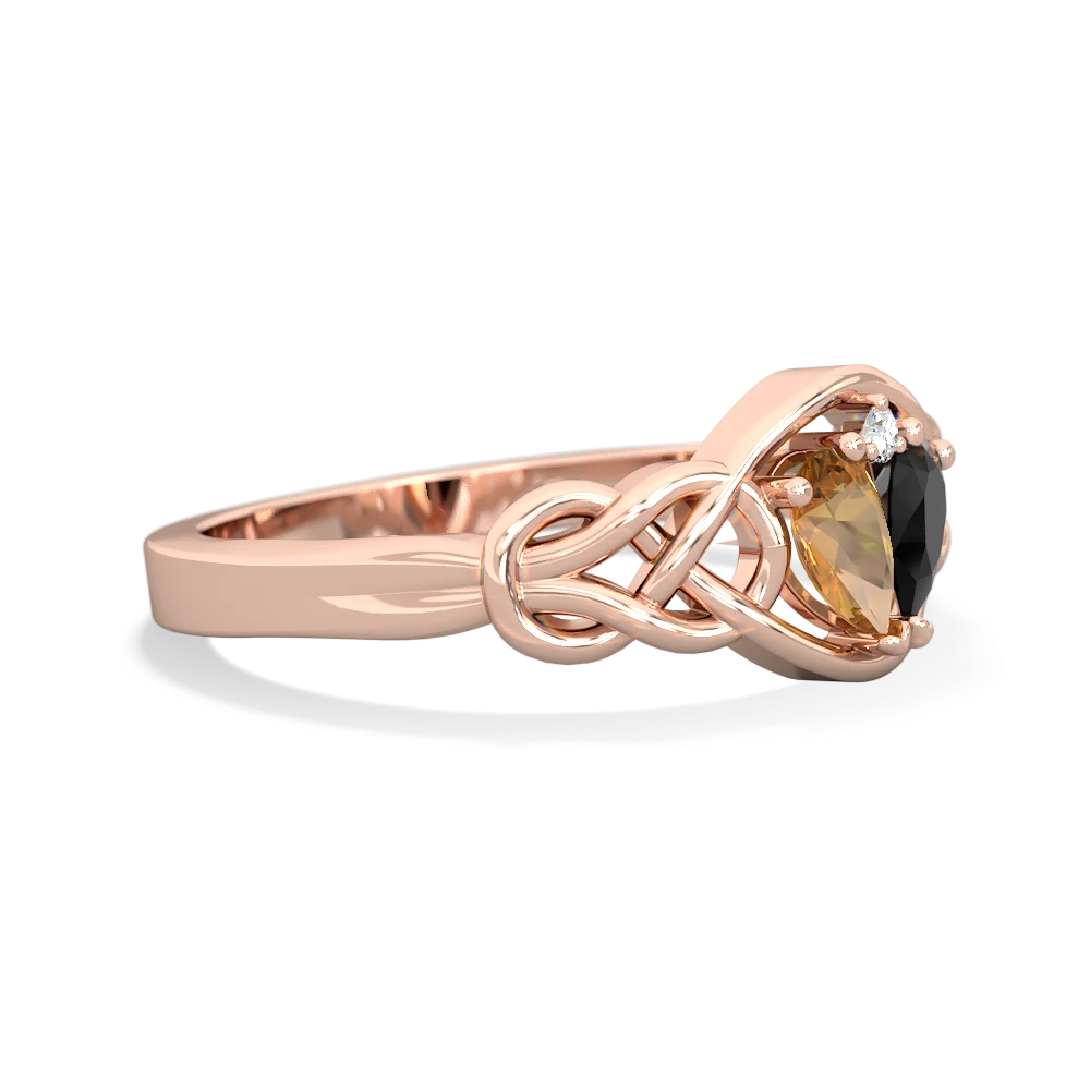 Citrine Celtic Love Knot 14K Rose Gold ring R5420