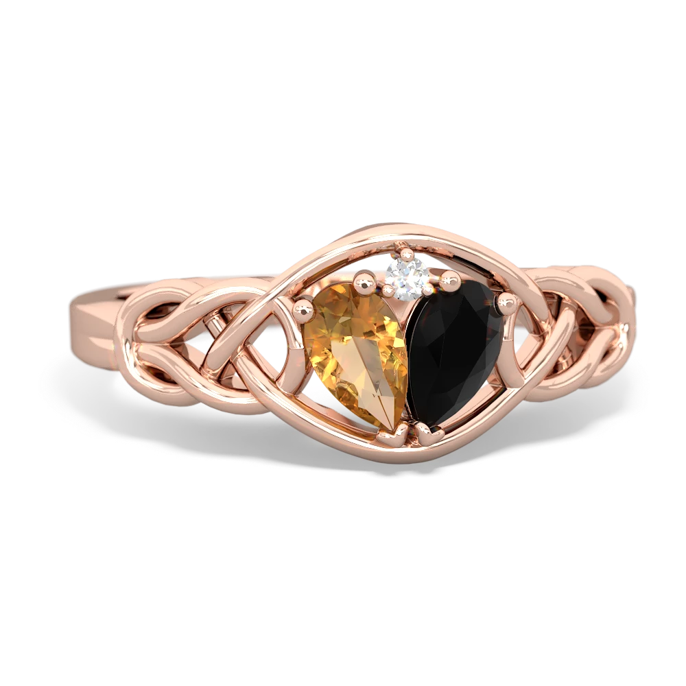 Citrine Celtic Love Knot 14K Rose Gold ring R5420