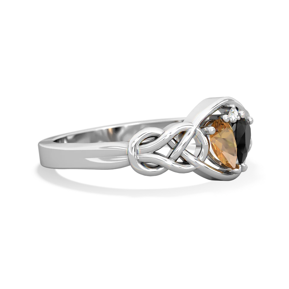 Citrine Celtic Love Knot 14K White Gold ring R5420