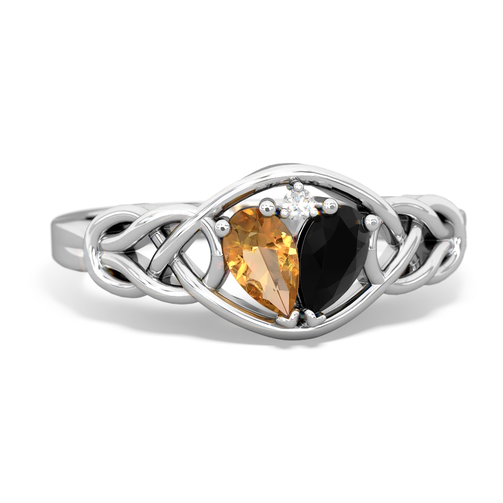 Citrine Celtic Love Knot 14K White Gold ring R5420