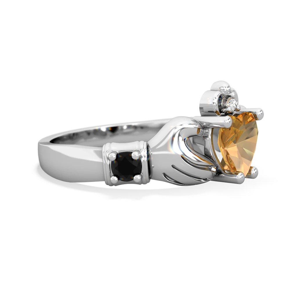 Citrine Claddagh Keepsake 14K White Gold ring R5245