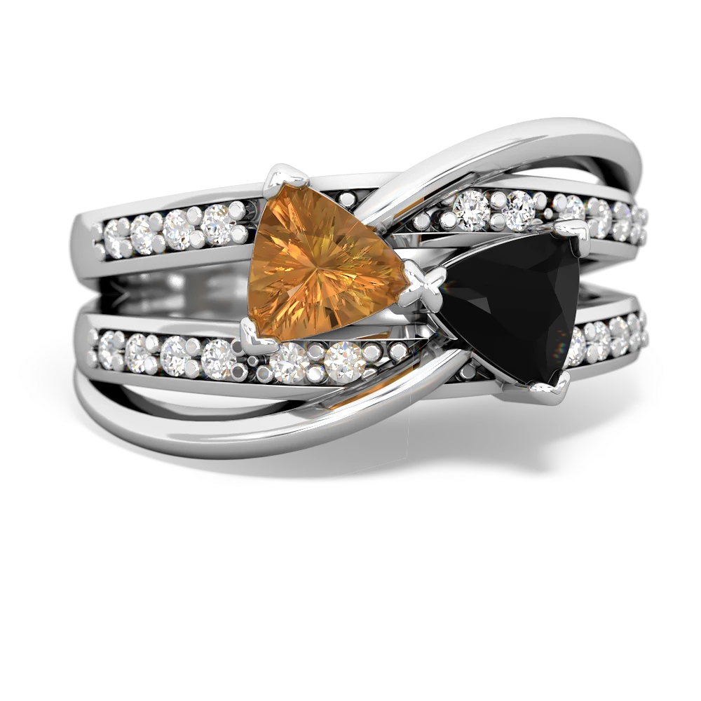 Citrine Bowtie 14K White Gold ring R2360