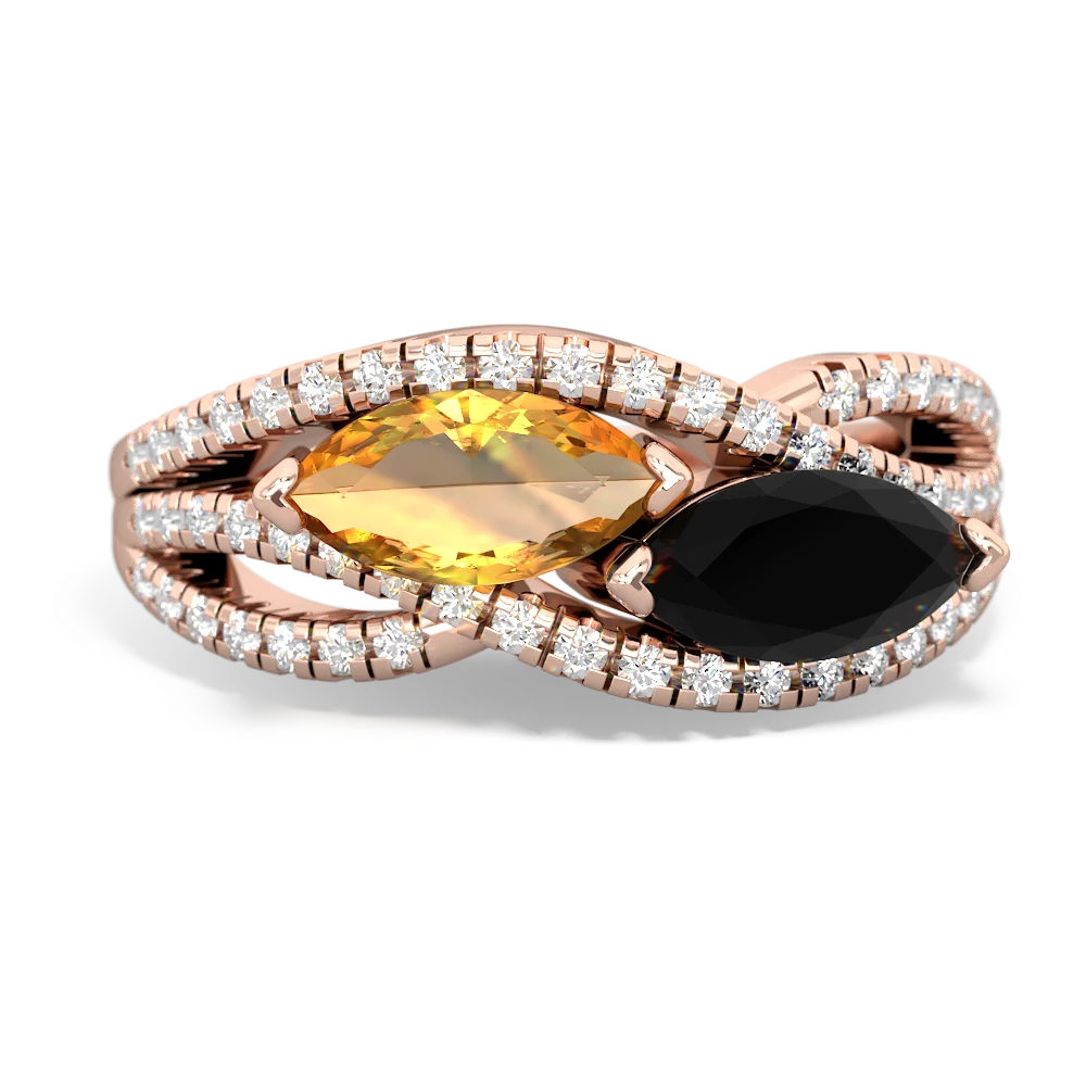 Citrine Diamond Rivers 14K Rose Gold ring R3070