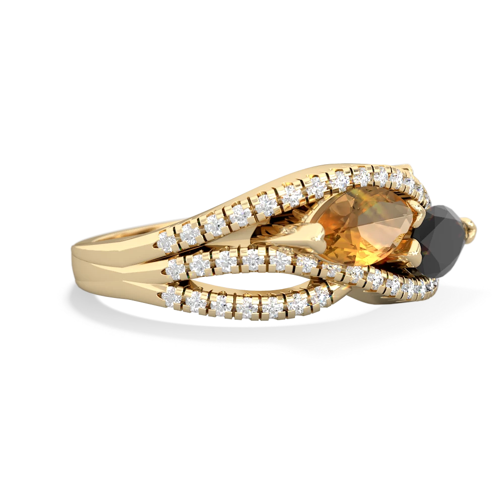 Citrine Diamond Rivers 14K Yellow Gold ring R3070