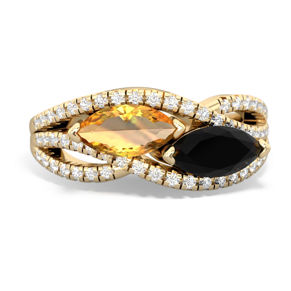 Citrine Diamond Rivers 14K Yellow Gold ring R3070