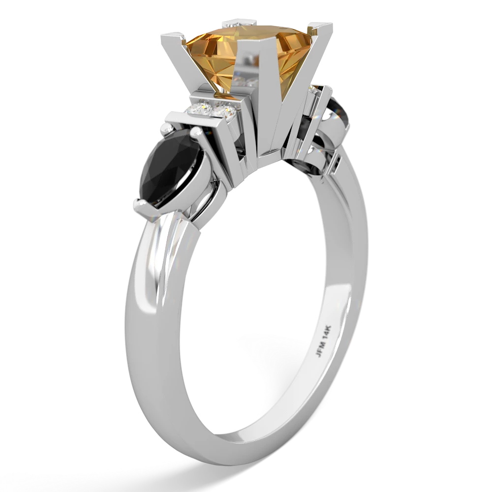 Citrine 6Mm Princess Eternal Embrace Engagement 14K White Gold ring C2002