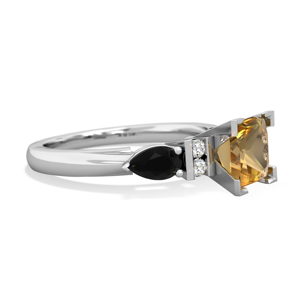 Citrine 6Mm Princess Eternal Embrace Engagement 14K White Gold ring C2002