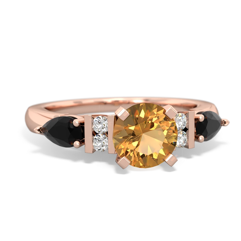 Citrine 6Mm Round Eternal Embrace Engagement 14K Rose Gold ring R2005