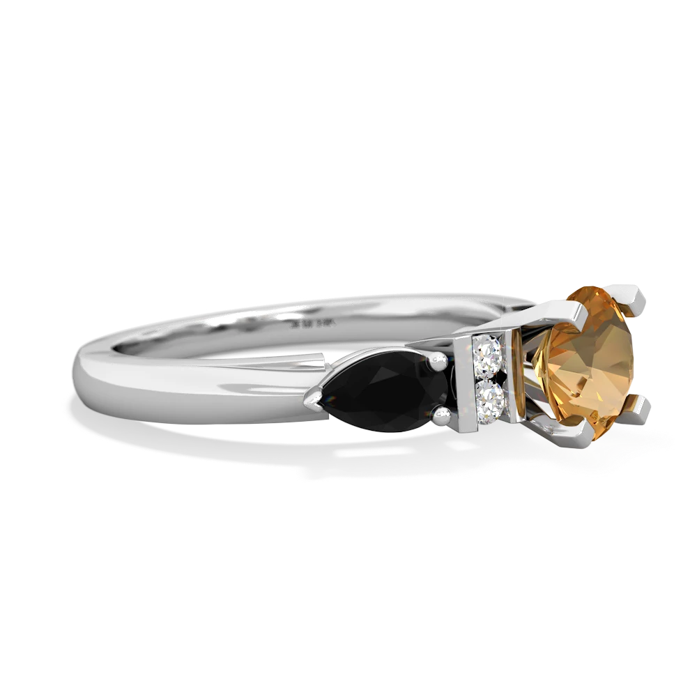 Citrine 6Mm Round Eternal Embrace Engagement 14K White Gold ring R2005