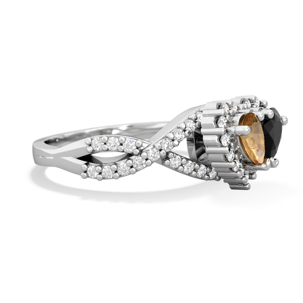 Citrine Diamond Twist 'One Heart' 14K White Gold ring R2640HRT