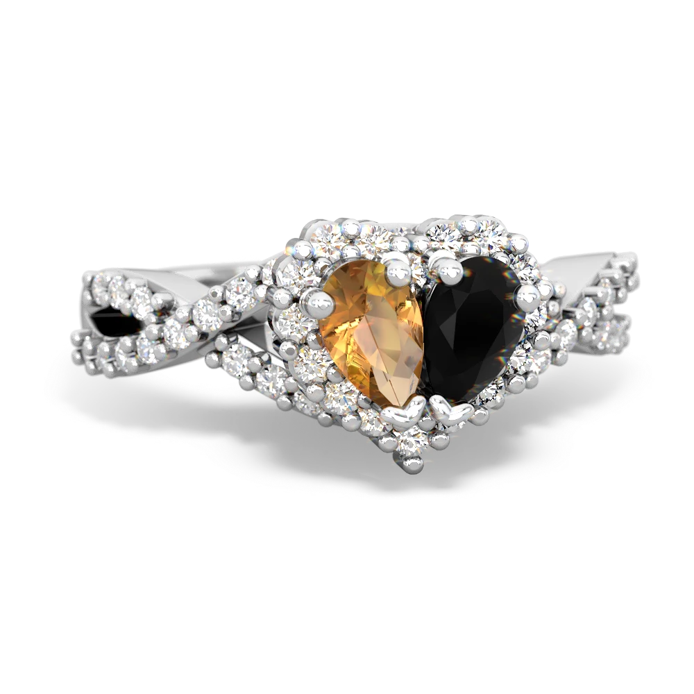 Citrine Diamond Twist 'One Heart' 14K White Gold ring R2640HRT