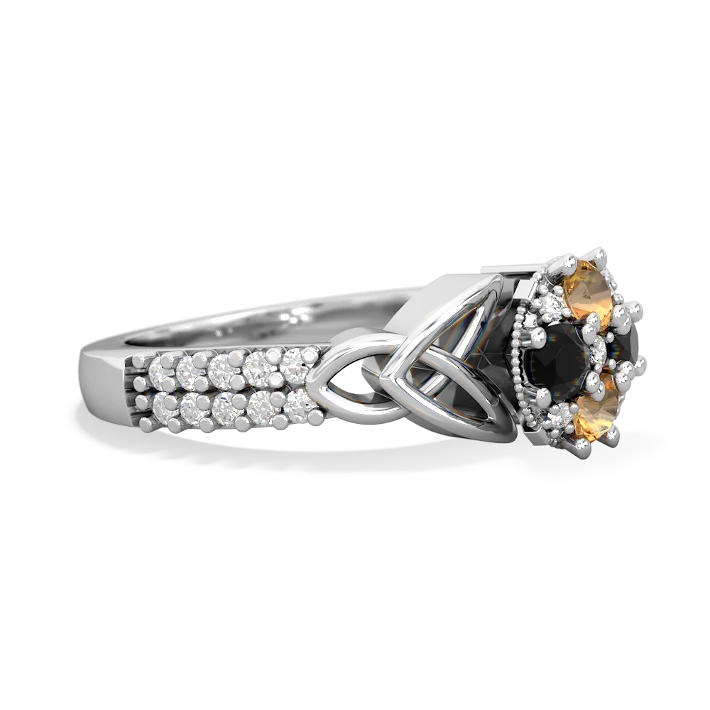 Citrine Celtic Knot Cluster Engagement 14K White Gold ring R26443RD