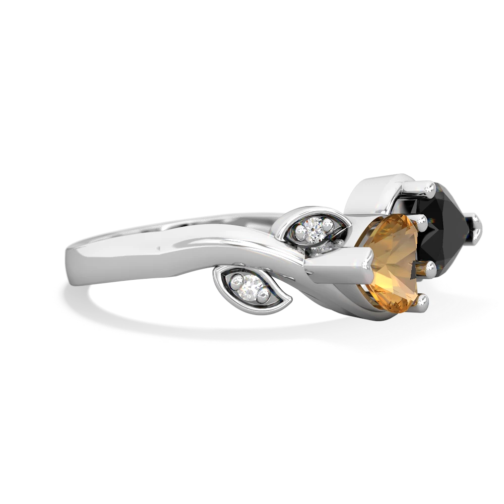 Citrine Floral Elegance 14K White Gold ring R5790