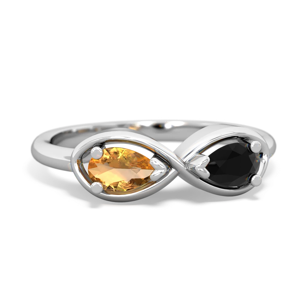 Citrine Infinity 14K White Gold ring R5050