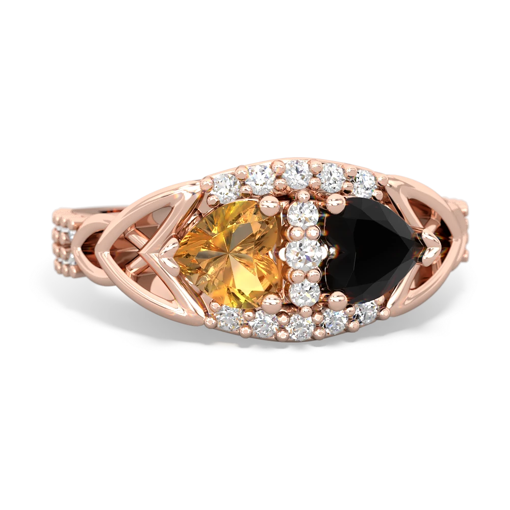 Citrine Sparkling Celtic Knot 14K Rose Gold ring R2645