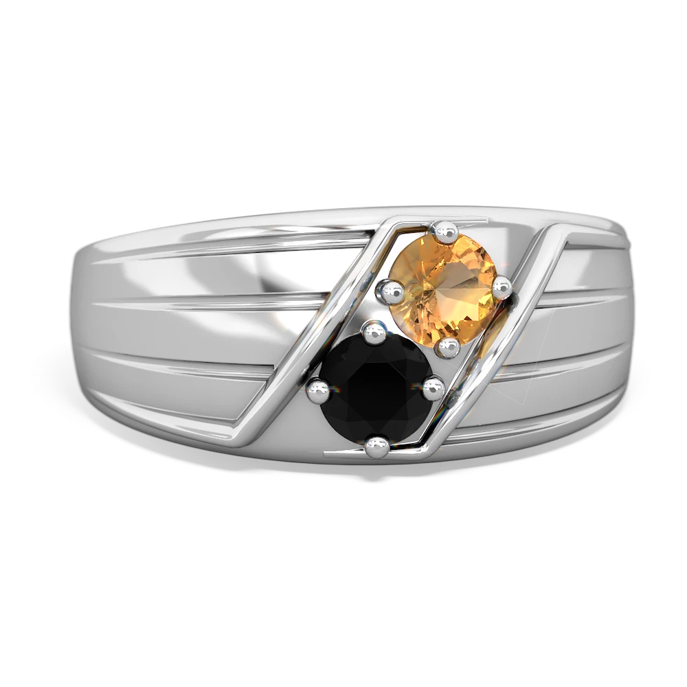 Citrine Men's Streamline 14K White Gold ring R0460