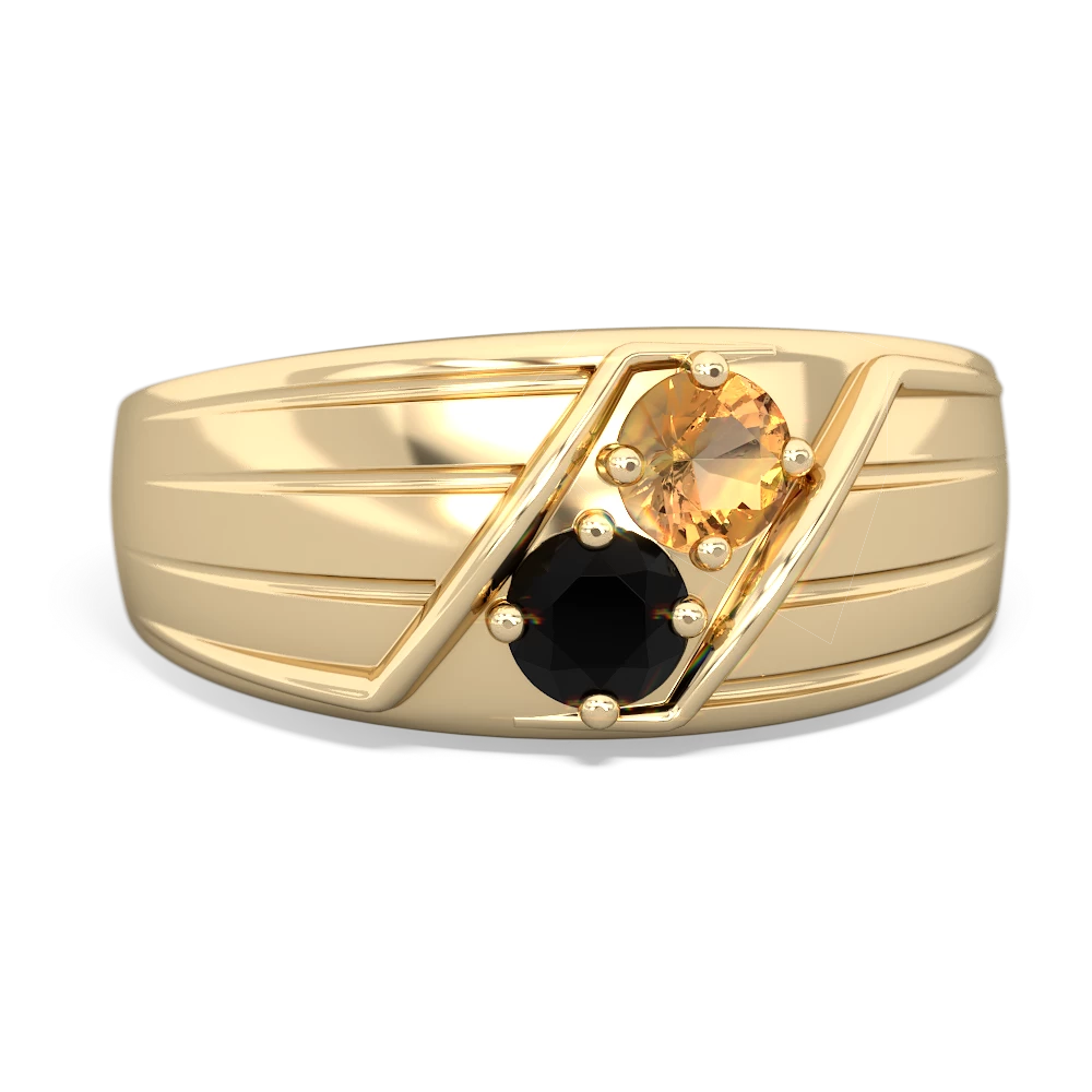 Citrine Men's Streamline 14K Yellow Gold ring R0460
