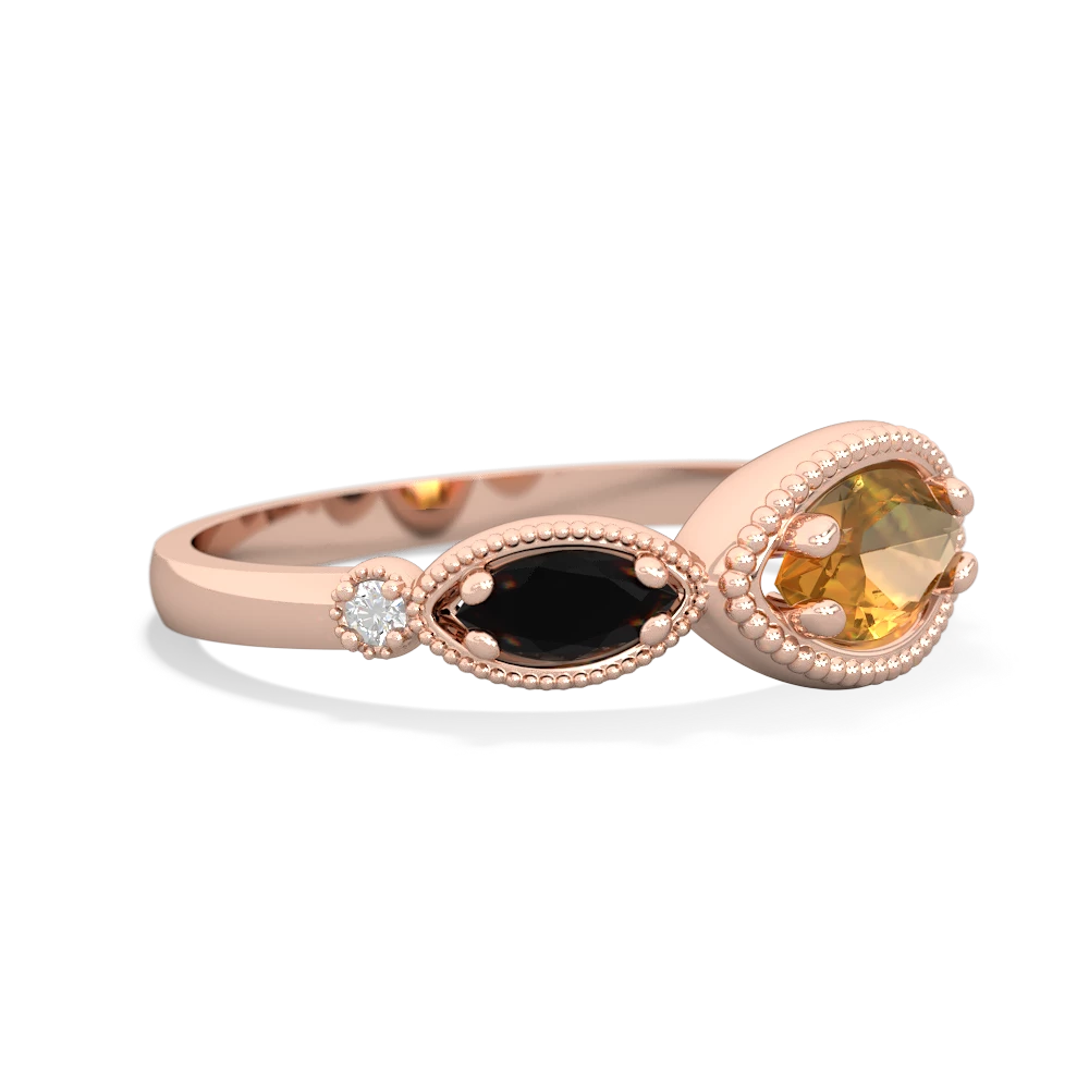 Citrine Milgrain Marquise 14K Rose Gold ring R5700