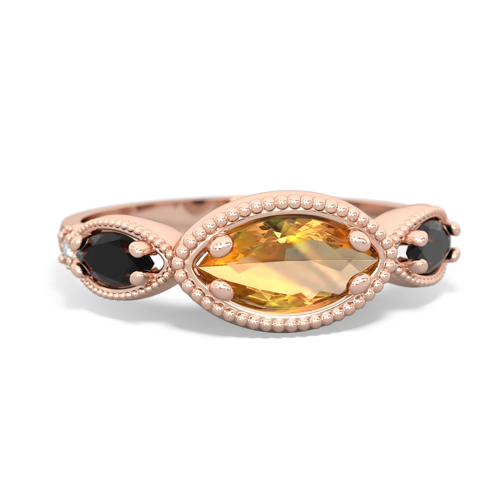 Citrine Milgrain Marquise 14K Rose Gold ring R5700